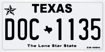 TX license plate DOC1135