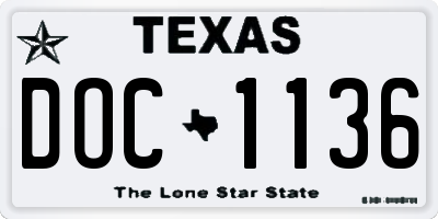 TX license plate DOC1136