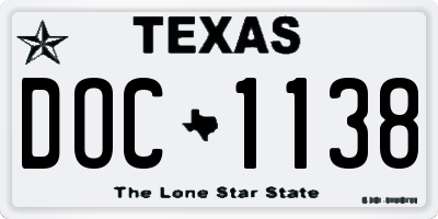 TX license plate DOC1138