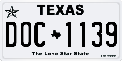 TX license plate DOC1139