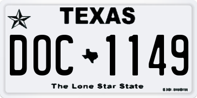 TX license plate DOC1149