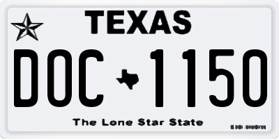 TX license plate DOC1150