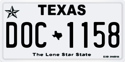 TX license plate DOC1158
