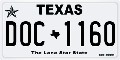 TX license plate DOC1160