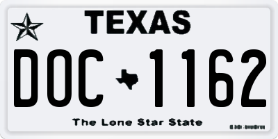 TX license plate DOC1162