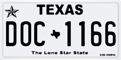 TX license plate DOC1166