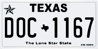 TX license plate DOC1167