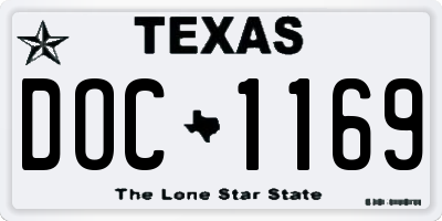 TX license plate DOC1169