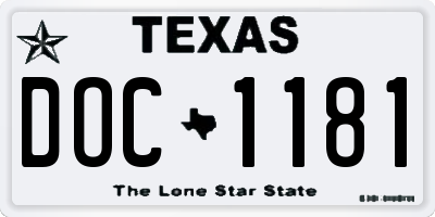 TX license plate DOC1181