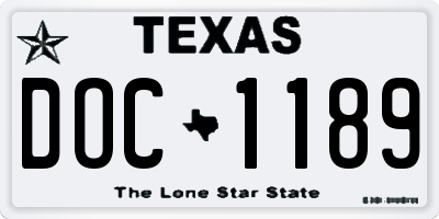TX license plate DOC1189