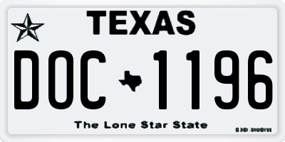 TX license plate DOC1196