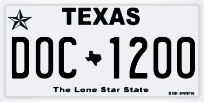 TX license plate DOC1200