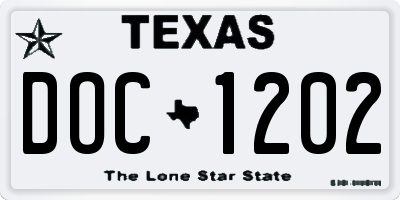 TX license plate DOC1202