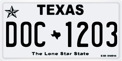 TX license plate DOC1203