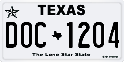 TX license plate DOC1204