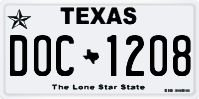 TX license plate DOC1208