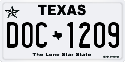 TX license plate DOC1209