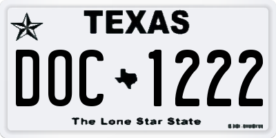 TX license plate DOC1222