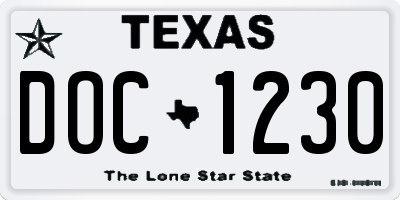 TX license plate DOC1230