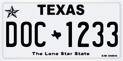 TX license plate DOC1233