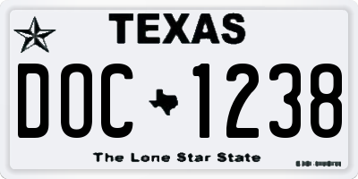 TX license plate DOC1238