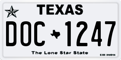 TX license plate DOC1247