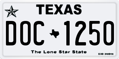 TX license plate DOC1250