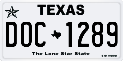 TX license plate DOC1289