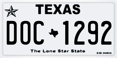 TX license plate DOC1292