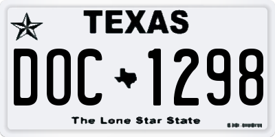 TX license plate DOC1298