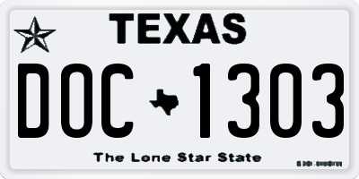 TX license plate DOC1303