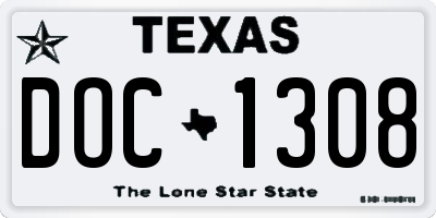 TX license plate DOC1308