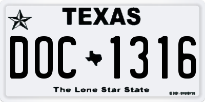 TX license plate DOC1316