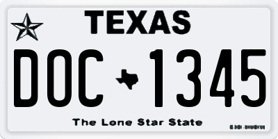 TX license plate DOC1345