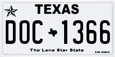 TX license plate DOC1366
