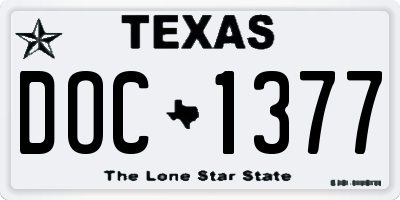 TX license plate DOC1377