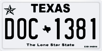 TX license plate DOC1381