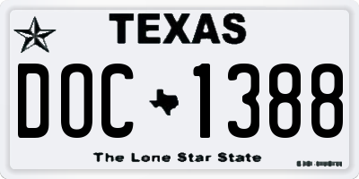 TX license plate DOC1388