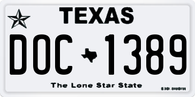 TX license plate DOC1389