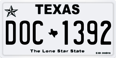 TX license plate DOC1392