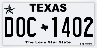 TX license plate DOC1402
