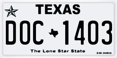 TX license plate DOC1403