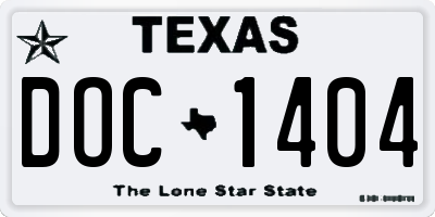 TX license plate DOC1404