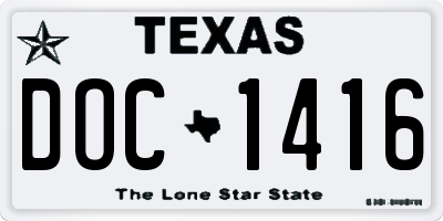TX license plate DOC1416
