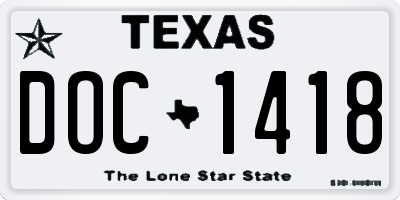 TX license plate DOC1418