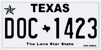 TX license plate DOC1423