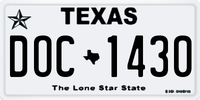 TX license plate DOC1430