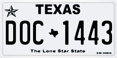 TX license plate DOC1443