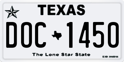 TX license plate DOC1450