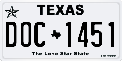 TX license plate DOC1451